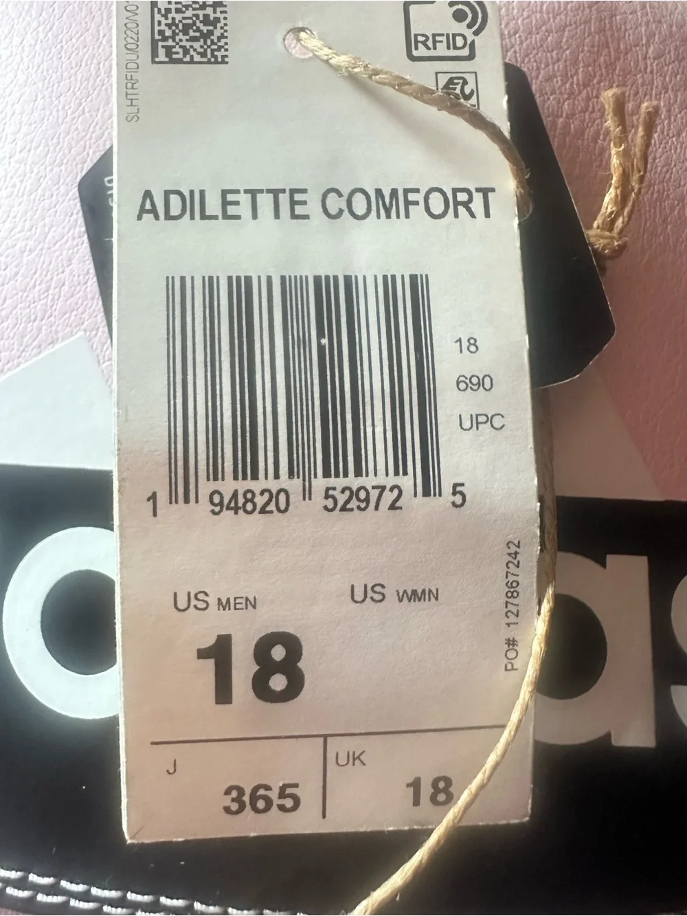 Adidas Unisex-Adult Adilette Comfort Sandals Slide Pink Black and White Size 18